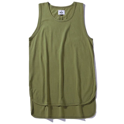 B0199 ArmyGreen Летние мужские уличные удлиненные рубашки без рукавов, топы на бретелях, одежда для спортзала, бодибилдинг, майка для фитнеса, майки, футболки - Цвет: B0199 ArmyGreen