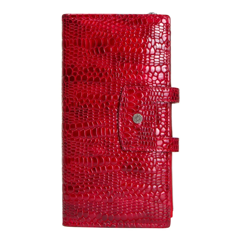 

Johnature 2021 New Genuine Leather Casual Alligator Zipper & Hasp Fashion Women Long Standard Wallets Tri-fold Female Purse