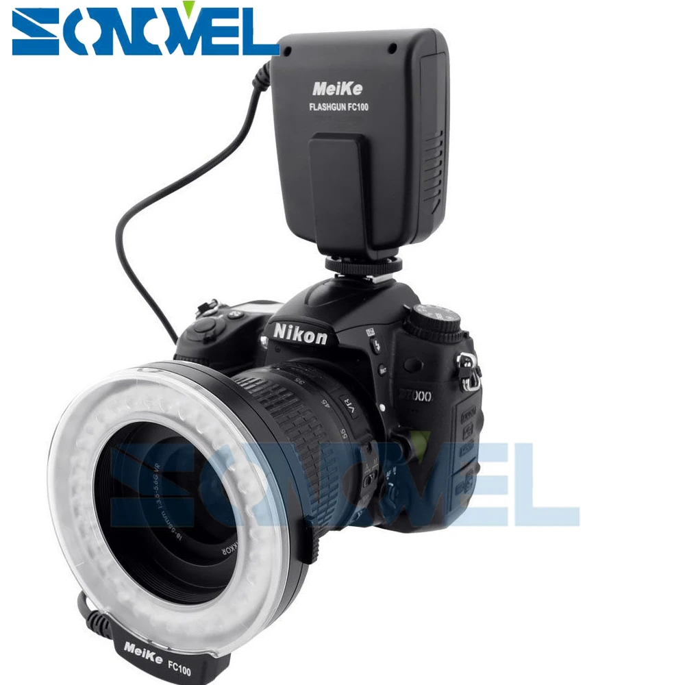Светодиодный кольцевой светильник Meike для макросъемки Nikon D4s D5 D3x D500 D600 D3400 D5600 D5300