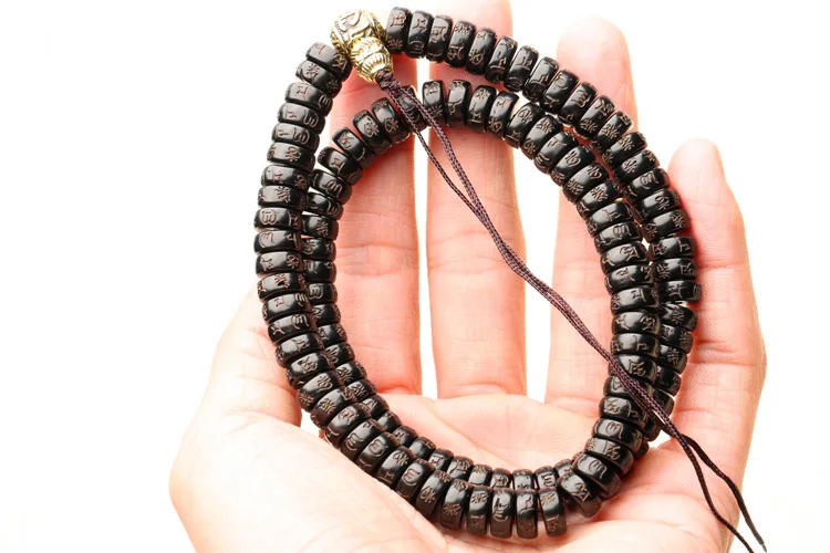 Новое поступление Изысканные резные шесть слов Кокосовая оболочка 108 черный