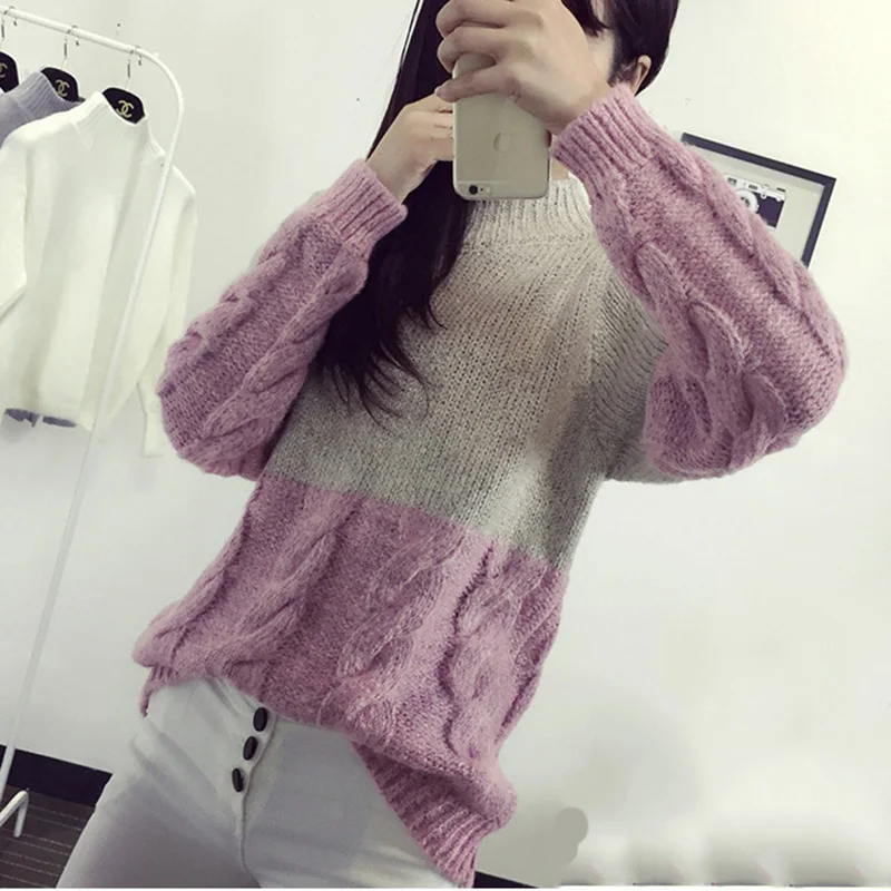 2019 Winter Women Turtleneck Oversized Sweaters Sleeves Loose Comfy Pullovers Solid Colors Sweater Tops | Женская одежда