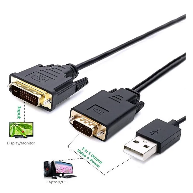 Адаптер VGA DB15 pin DVI 24 + 1 D male USB A LCD|Компьютерные кабели и разъемы| |