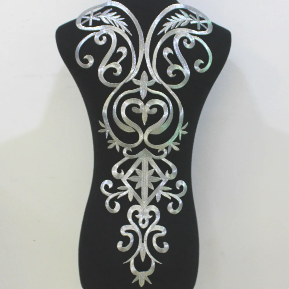 YACKALASI Iron On Gold Appliques Flower Cosplay Costume Patches Embroidered Trims Gold And Silver 58cm*28cm
