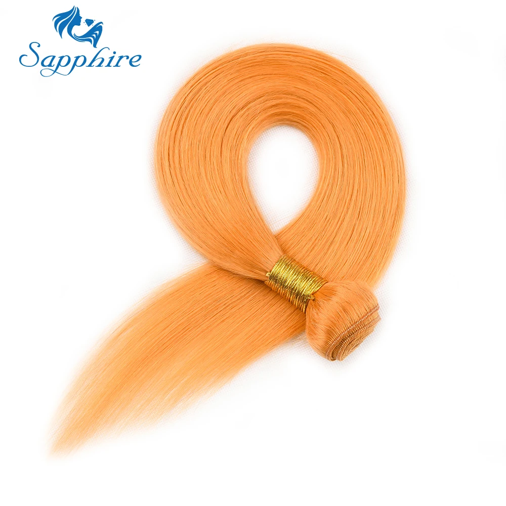 Сапфировые волосы оранжевого цвета бразильские прямые человеческие 3 пучка с 4*4