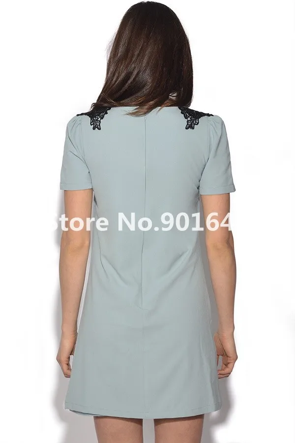 Черное кружево шеи свободного покроя новое платье 2014 женщин покачиваться