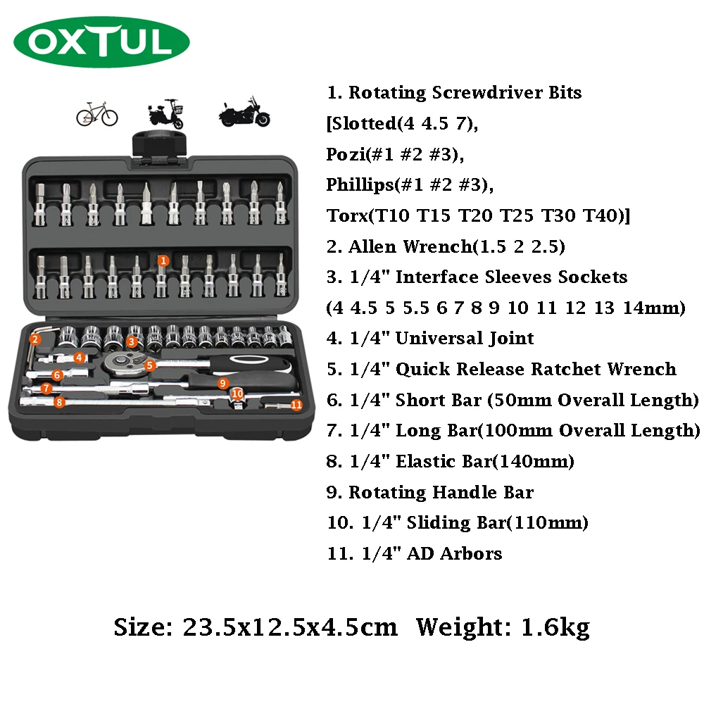Набор инструментов для ремонта автомобилей OXTUL 46 шт. профессиональные