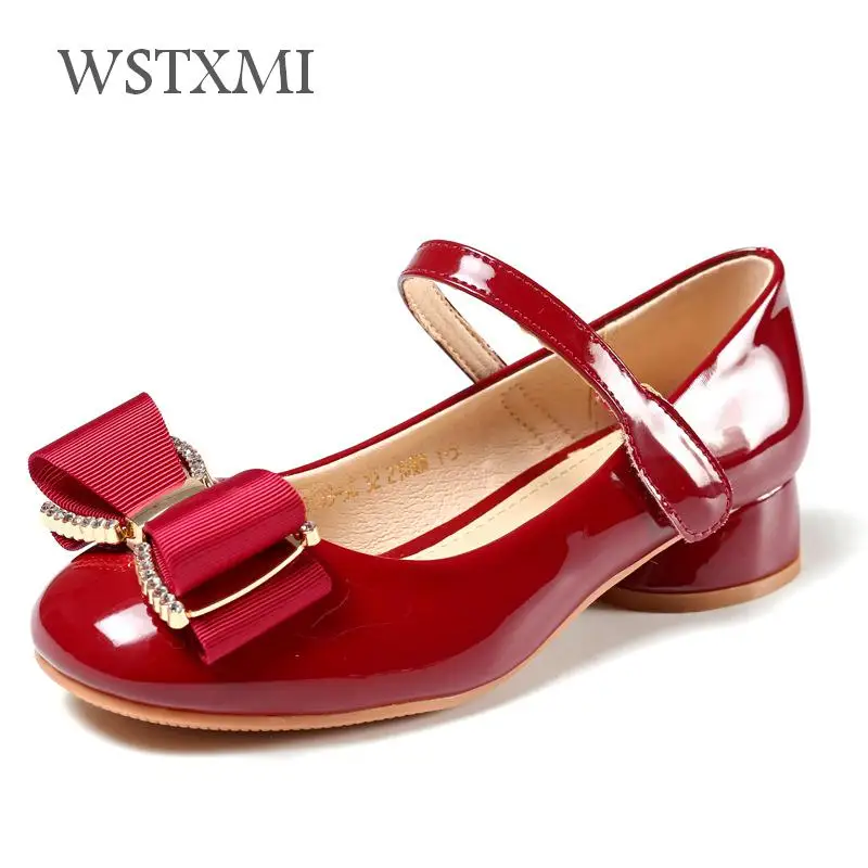 Туфли принцессы для девочек летняя детская кожаная обувь детей красные сандалии
