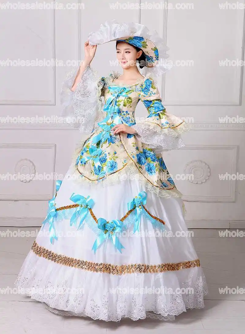 Новинка 2017 года Рококо Мария с цветочным принтом Антуанетта платья мягкие белые