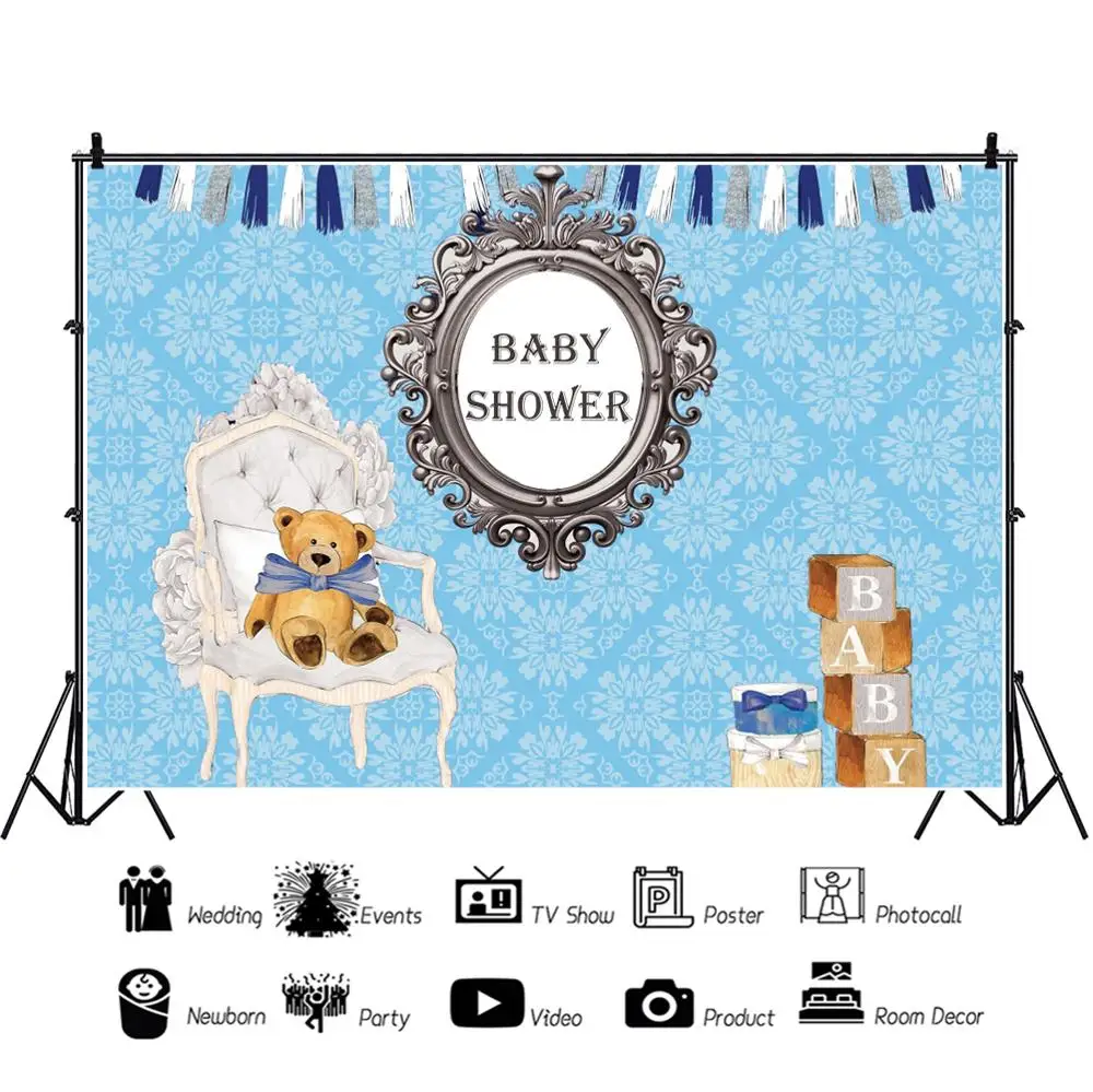 Laeacco Baby Shower фоны для фотографии Плюшевые мишки подарок вечерние фотографий фон