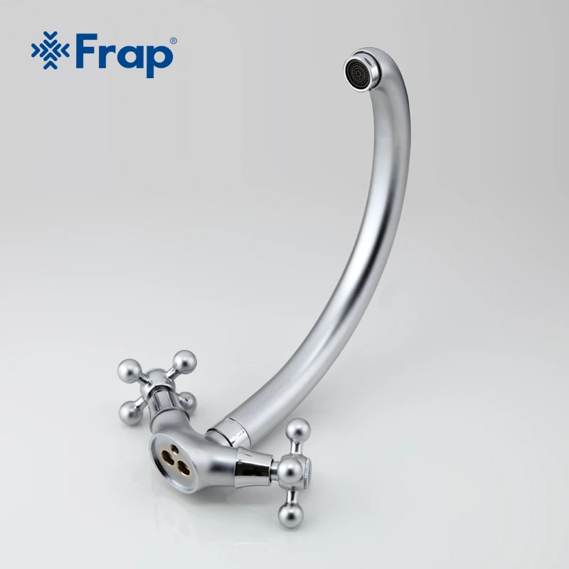 Смеситель для кухни Frap F4219 с двумя ручками смеситель хромированной насадкой и
