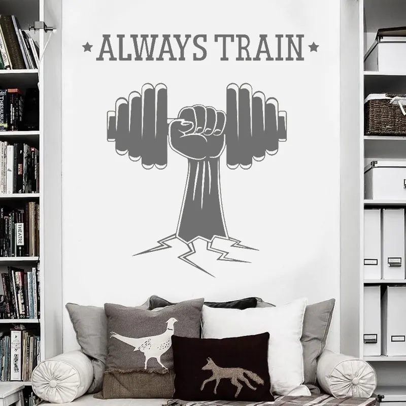 

Always Train Quote Fitness Sports Gym Wall Decal Home Decor Art Vinyl Sticker Kids Bedroom Decal DIY Mural Wallpaper E649