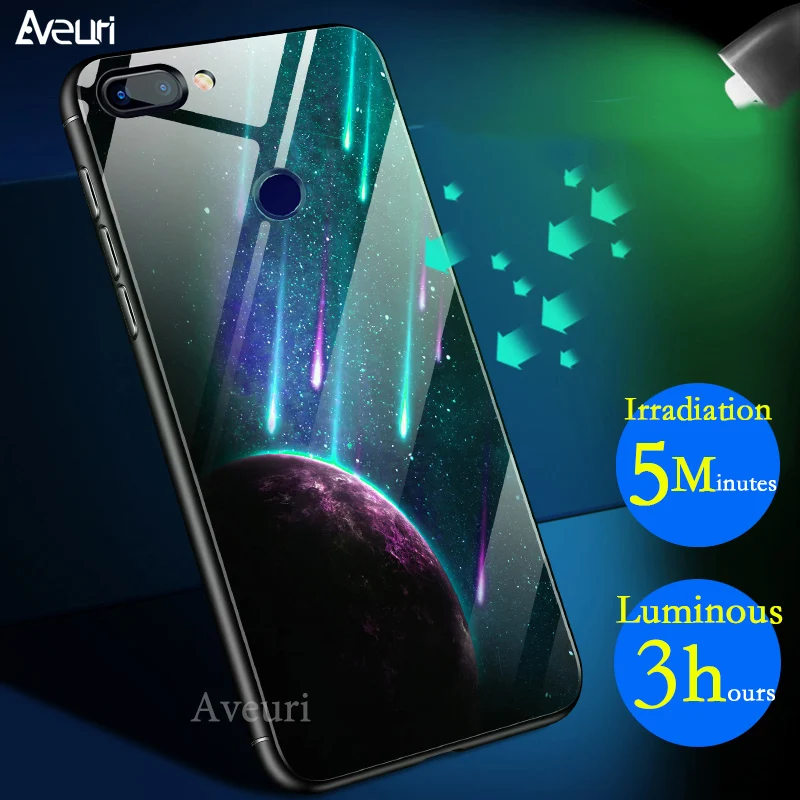 Роскошный светящийся стеклянный чехол для телефона Huawei Nova 3 3i Y9 P Smart Plus