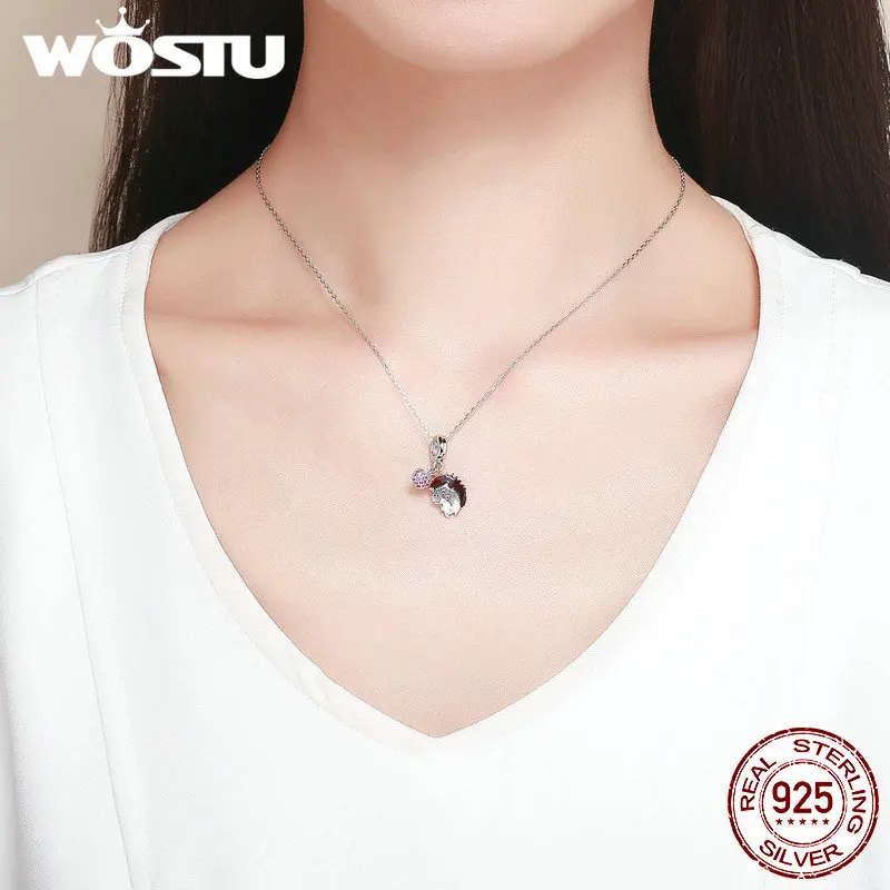 WOSTU, Настоящее серебро, 925 пробы, бисер ежика, подходит для браслета и ожерелья, кулон, вечерние, милые ювелирные изделия, подарки DXC1061