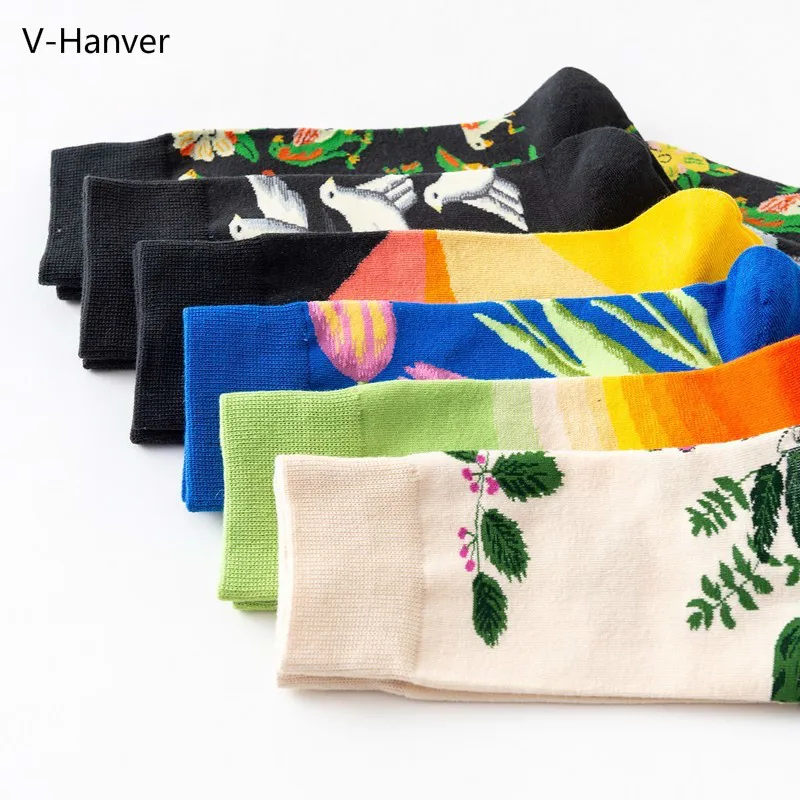 V Hanver новые мужские носки женские с рисунками животных лягушек пчел голубей