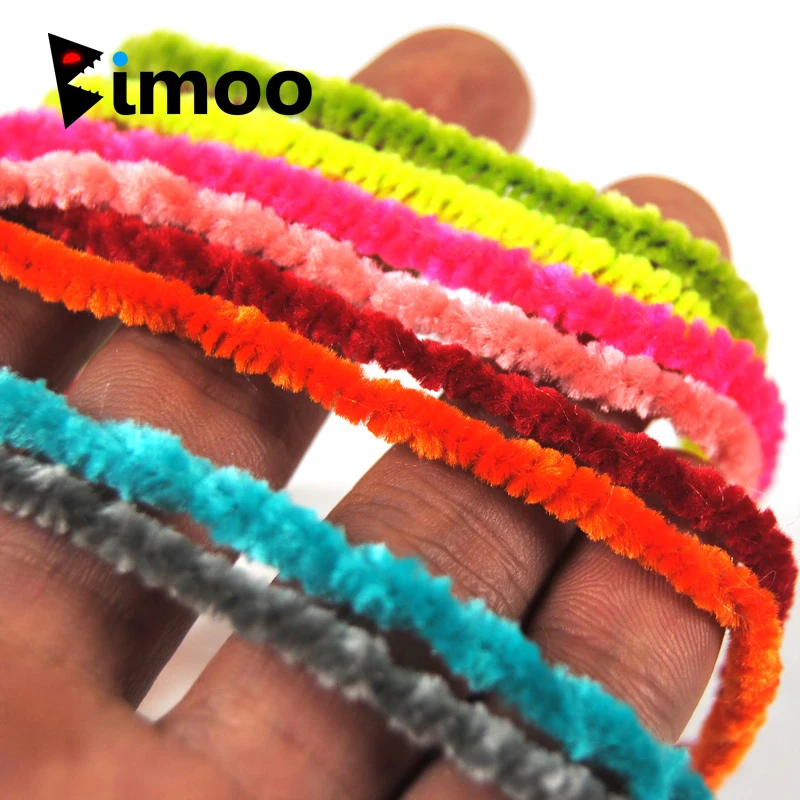 Bimoo 2 м нахлыстом, шерстяной червячный Стример Летать, вязание Chenile толщиной 3 мм ~ 5 мм оливковый белый розовый зеленый красный коричневый и т. Д.