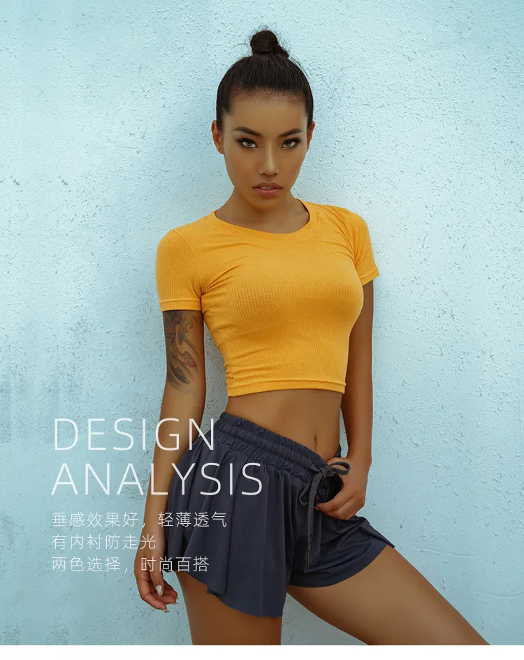 CretKoav Summer Running Shorts Women 2 In 1 Marathon Quick Dry Shorts Gym Loose Sport Shorts Breathable Yoga Shorts
