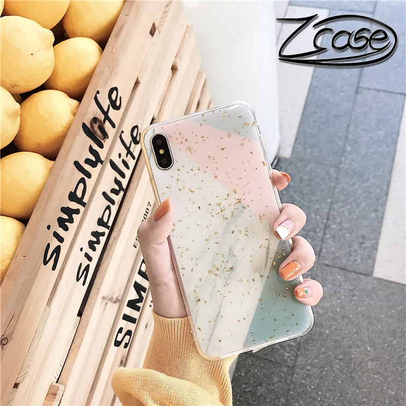 Роскошный Мраморный чехол с золотой фольгой для телефона iPhone X XS Max XR мягкий из ТПУ