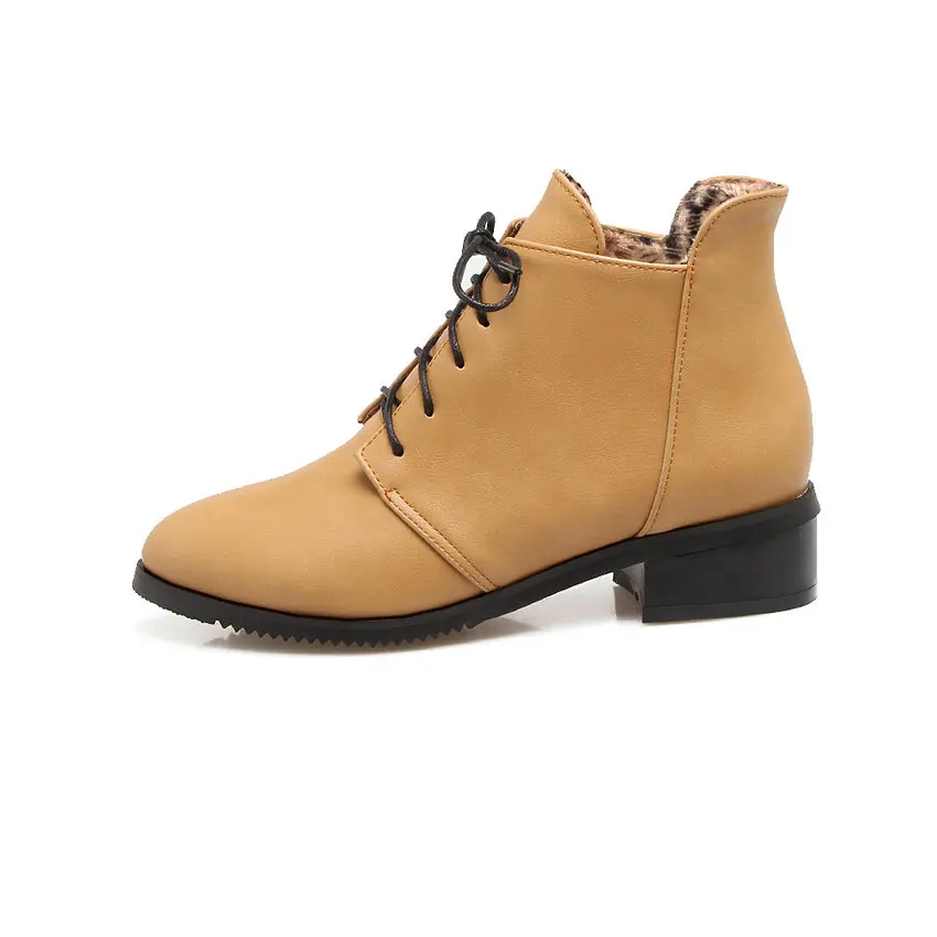 ESVEVA/2018 г. Женские ботинки Осенняя короткая плюшевая обувь на среднем каблуке