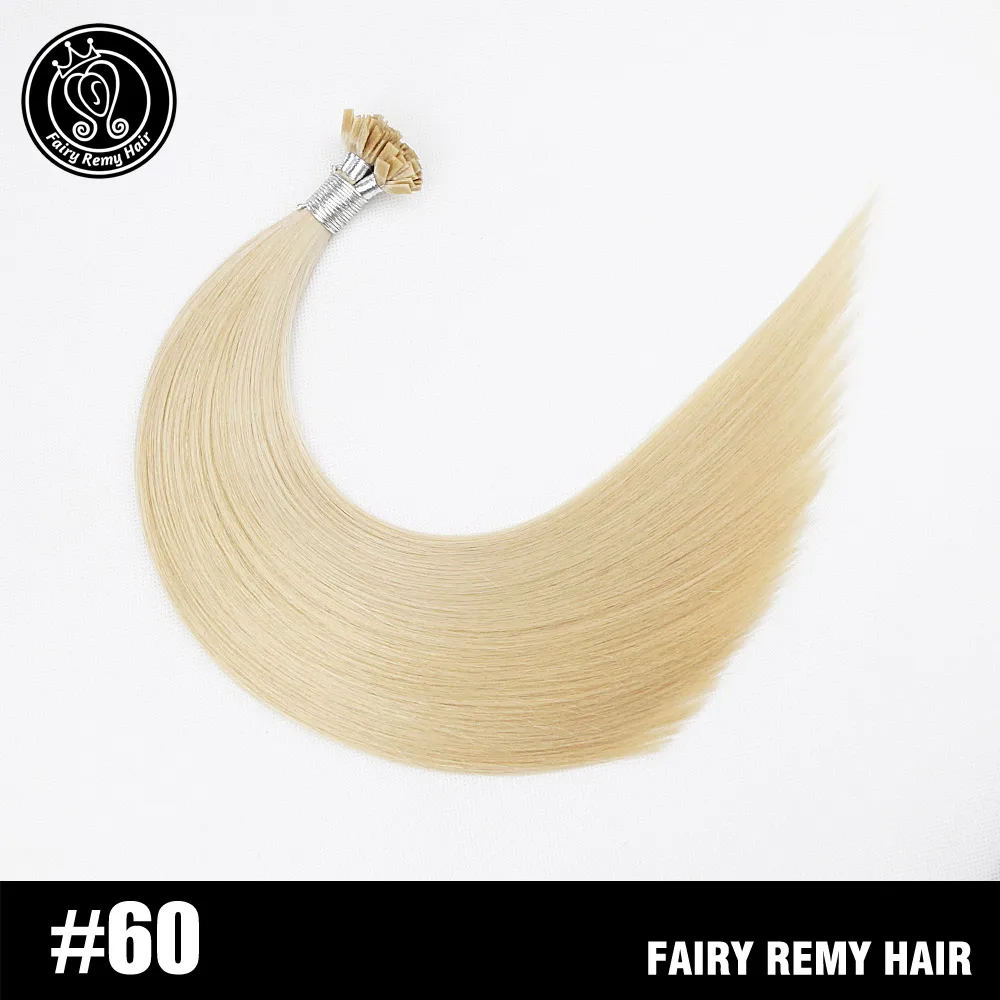 #60 Сказочные волосы remy 0,8 г/локон 16 дюймов Натуральные Человеческие волосы Remy с плоским кончиком для наращивания шелковистые прямые темно-коричневые Предварительно Связанные кератиновые волосы - Цвет: #60
