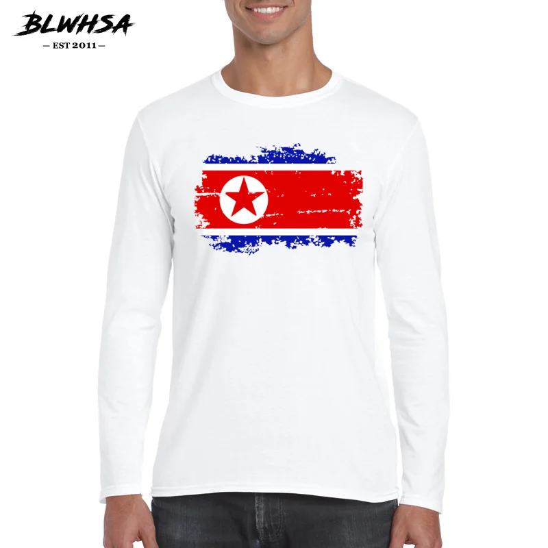 Мужская хлопковая футболка с длинным рукавом BLWHSA Повседневная принтом в виде