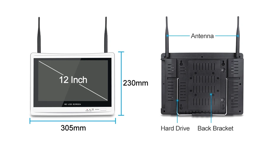 Yobangsecurity домашний безопасности Системы WI FI NVR Kit 12 дюймов монитор 4 шт. 960P