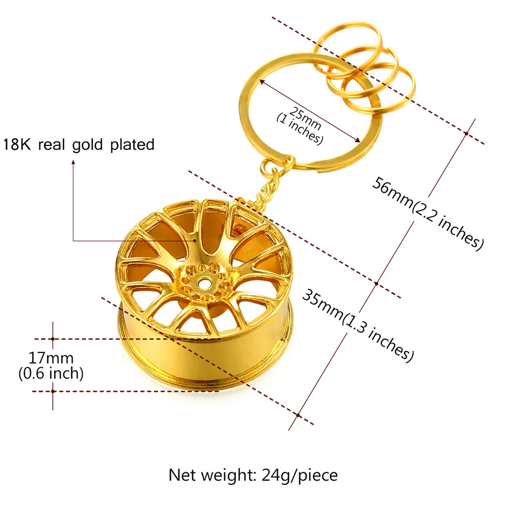 Роскошный автомобиль брелок для ключей Для мужчин золотой цвет кольцо с кругами