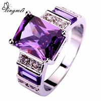 lingmei popular gorgeous jewelry fashion purple white cz silver color ring women rings size 6 10 11 12 13 wholesale