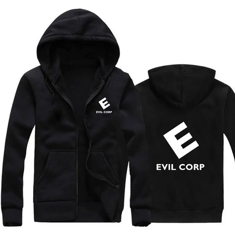 Осень Зима ТВ шоу mr robot evil corp. толстовки с капюшоном Повседневная одежда Черный Серый модная новинка Классическая Толстовка с капюшоном - Цвет: black white