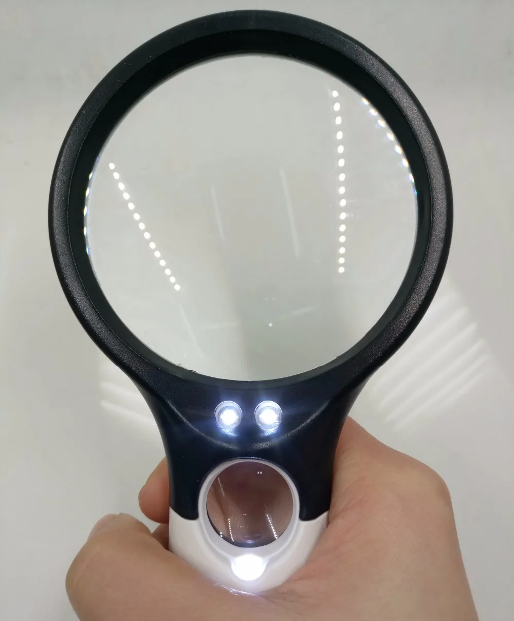 Увеличительное стекло с подсветкой BearMoo Лупа 3 LED 3X 45X ручная подсветка Ювелирная