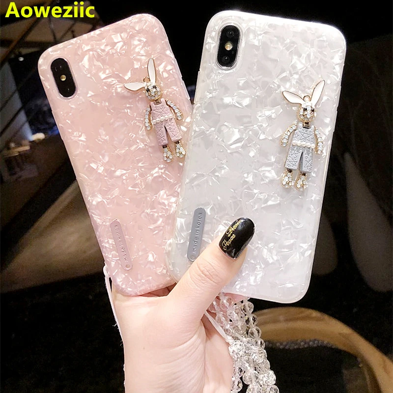 Aoweziic мультяшный бриллиантовый Кролик для iphone X XR мобильный телефон оболочка