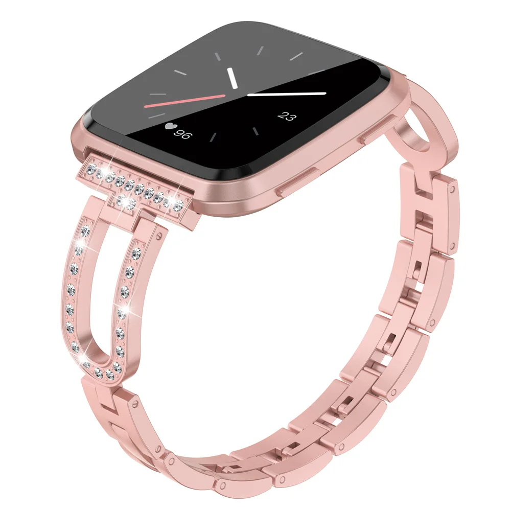 U-Design браслет со стразами для Fitbit Versa/Versa lite ремешок со стразами из нержавеющей стали, блестящий Браслет для Fitbit Versa