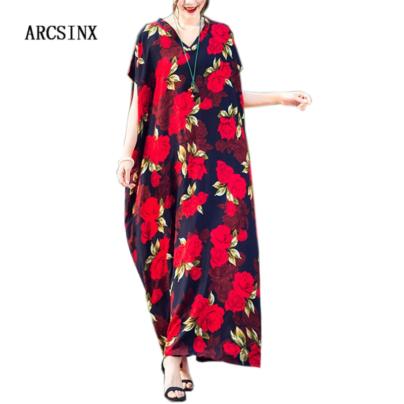 Женское Цветочное платье в стиле бохо ARCSINX большие размеры 10XL 9XL 8XL 7XL Повседневное