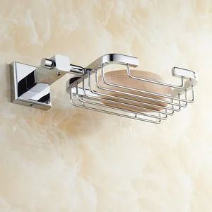 soap basket Хромированный Твердый латунный набор аксессуаров для ванной, Европейский квадратный набор аксессуаров для ванной, хорошее качество, Товары для ванной - Цвет: soap basket