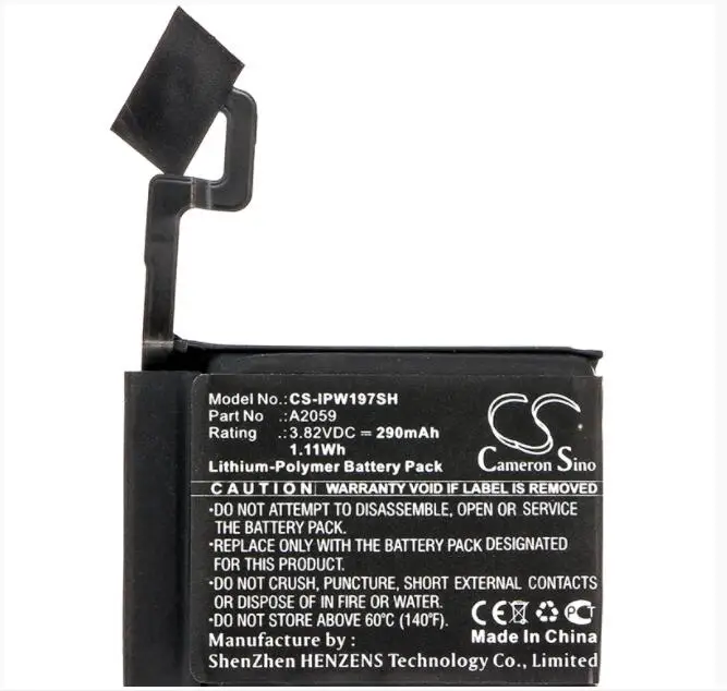 Аккумулятор Cameron Sino 290mAh для APPLE A1976 серии часов 4 44 мм A2059 батареи для умных часов