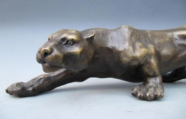 ZSR USPS to USA S3318 Chinese Refined Art Pure Bronze Copper animal leopard panther Cheetah Statues | Дом и сад