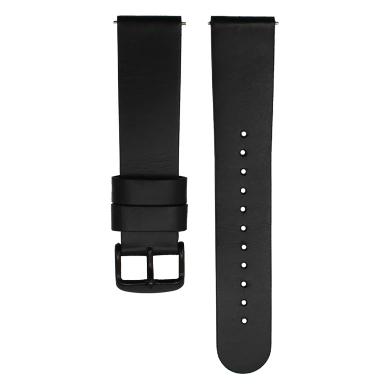 black black buckle Минималистичный стиль, ремешок для часов из натуральной кожи, 18 мм, 20, 22 мм, ремешок для часов, быстросъемный ремешок, тонкий двойной слой, Воловья кожа, ремешок для часов - Цвет ремешка: black black buckle