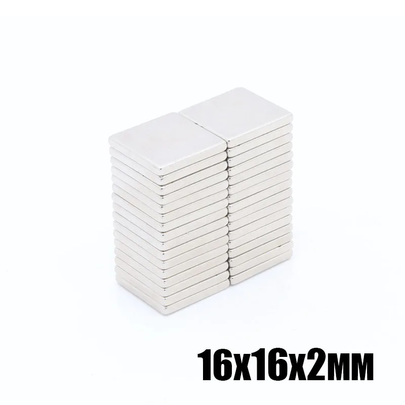 50pcs 16mm x 2mm Strong Powerful Block Square Magnet Craft Model Rare Earth 16*16*2mm Neodymium Permanent 16x16x2 | Обустройство дома