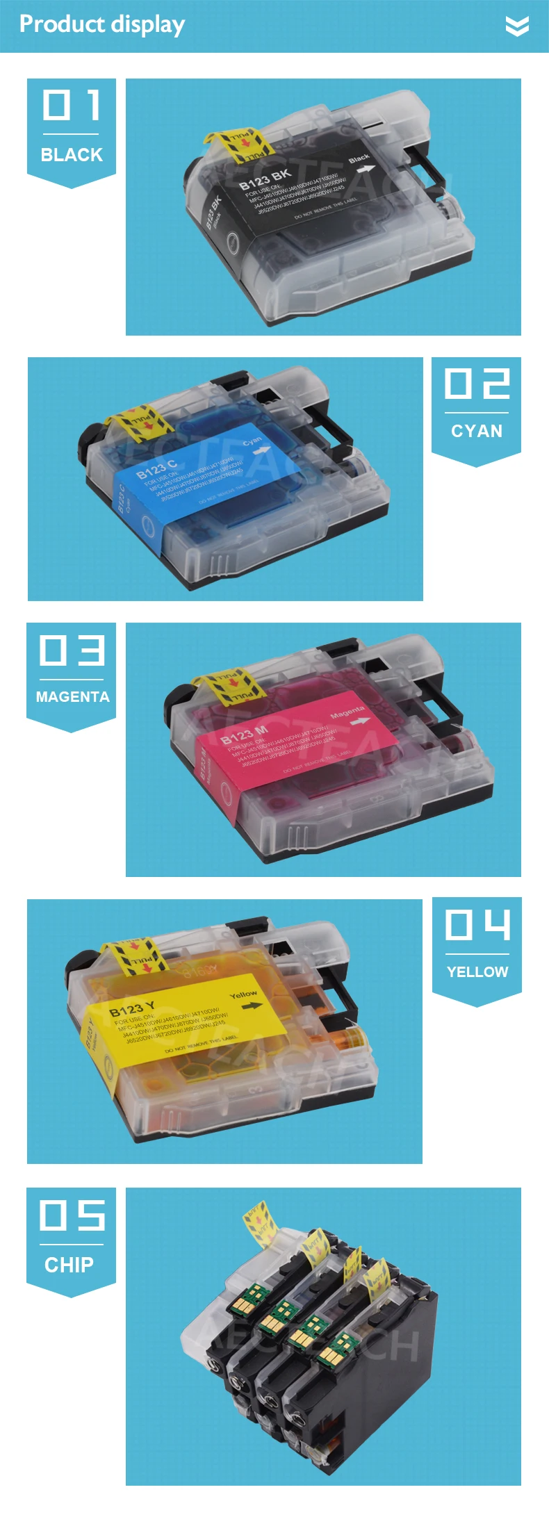 Aecteach LC121 LC123 для Brother LC 123 полный картридж с чипом J6720DW J6520DW DCP-J4110DW J132W J152W J552DW принтера
