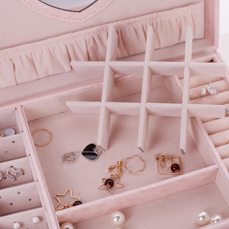 

New Fashion Leather Jewelry Box Gift Box for Jewelry Packaging Display Large Makeup Case Luxury Earring Necklaced Organizer Box