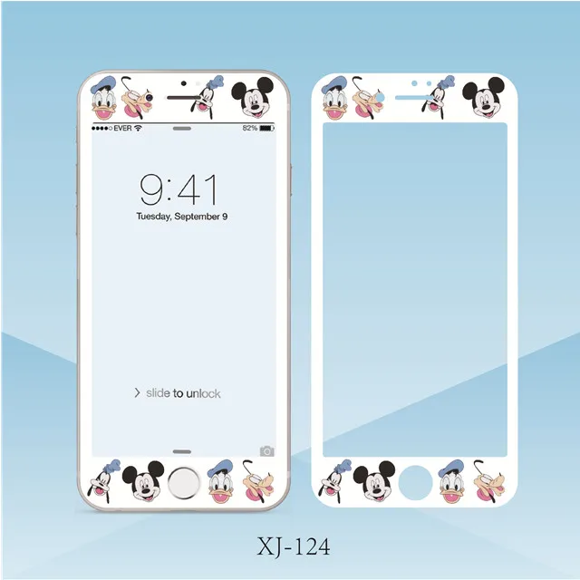 Для iphone 6 6s Plus 8 7 Plus защита экрана 3D Мягкая полное покрытие Закаленное стекло пленка мультфильм шаблон - Цвет: 128