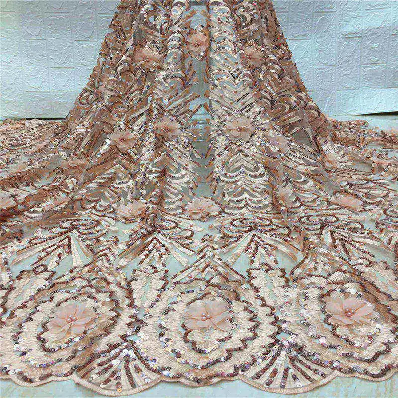 8 Свадебная нигерийская кружевная ткань высококачественные Блестки 3 D цветок африканская кружевная фабрика лидер продаж женская свадебная французское кружево ткань - Цвет: 8