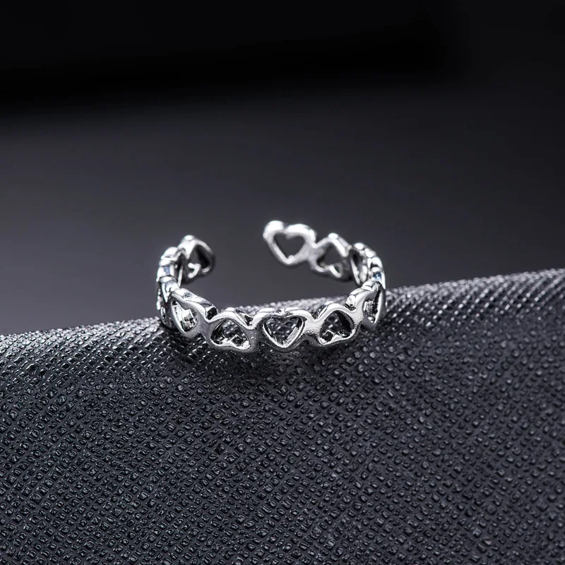 

925 Sterling Silver Heart Rings For Woman Open Ring Jewelry For Valentine's Day Gift anillo de plata anello