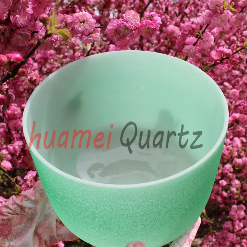 

8 inch F Green Chakra-Heart Frosted Quartz Crystal Singing Bowl