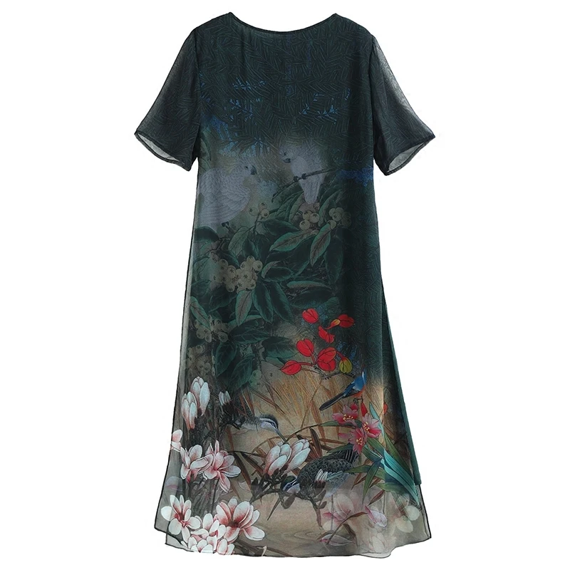 2018 искусственный шелк большого размера свободное летнее платье женское