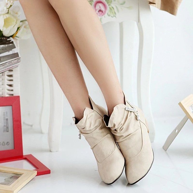 Женские ботинки из искусственной кожи модные botas feminina NB275|Женские полусапожки| |