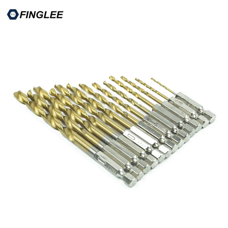 FINGLEE Power Tools Accessories HSS High Speed Steel Twist Drill Bit for Metal Titanium Coated 1/4 Hex Shank 1.5- 6.5mm | Инструменты