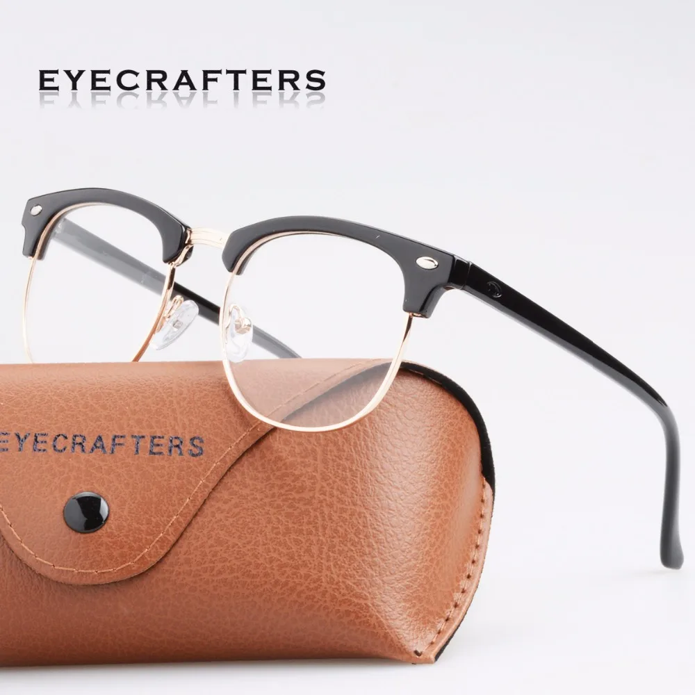 Eyecrafters Классическая полуободковая Женская Ретро оптическая оправа для очков
