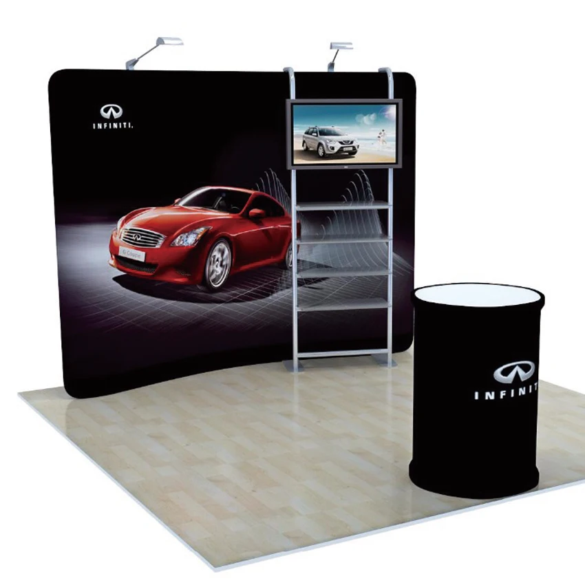 Портативная изогнутая ткань 10 футов выставочные стенды для баннеров выдвижная