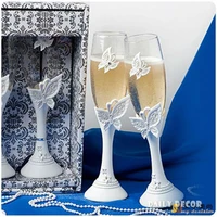 2 butterfly wedding champagne cups bride and groom cup wedding wine glass goblet wedding gift wedding accessories free shipping