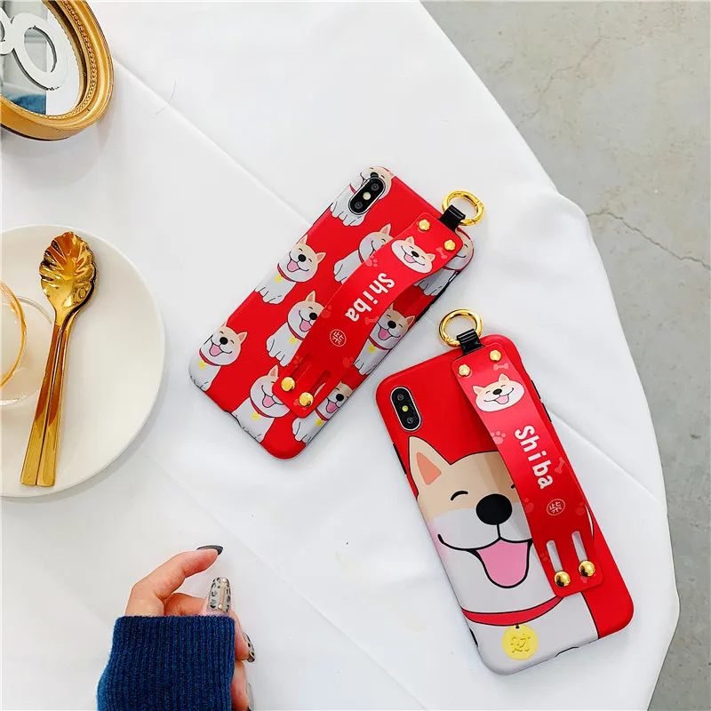 Cute Funny Pug Dog French Bulldog Puppy Wristband Strap Soft IMD Phone Case for Apple iphone 6 6S 7 8 plus X XR XS MAX Fundas |